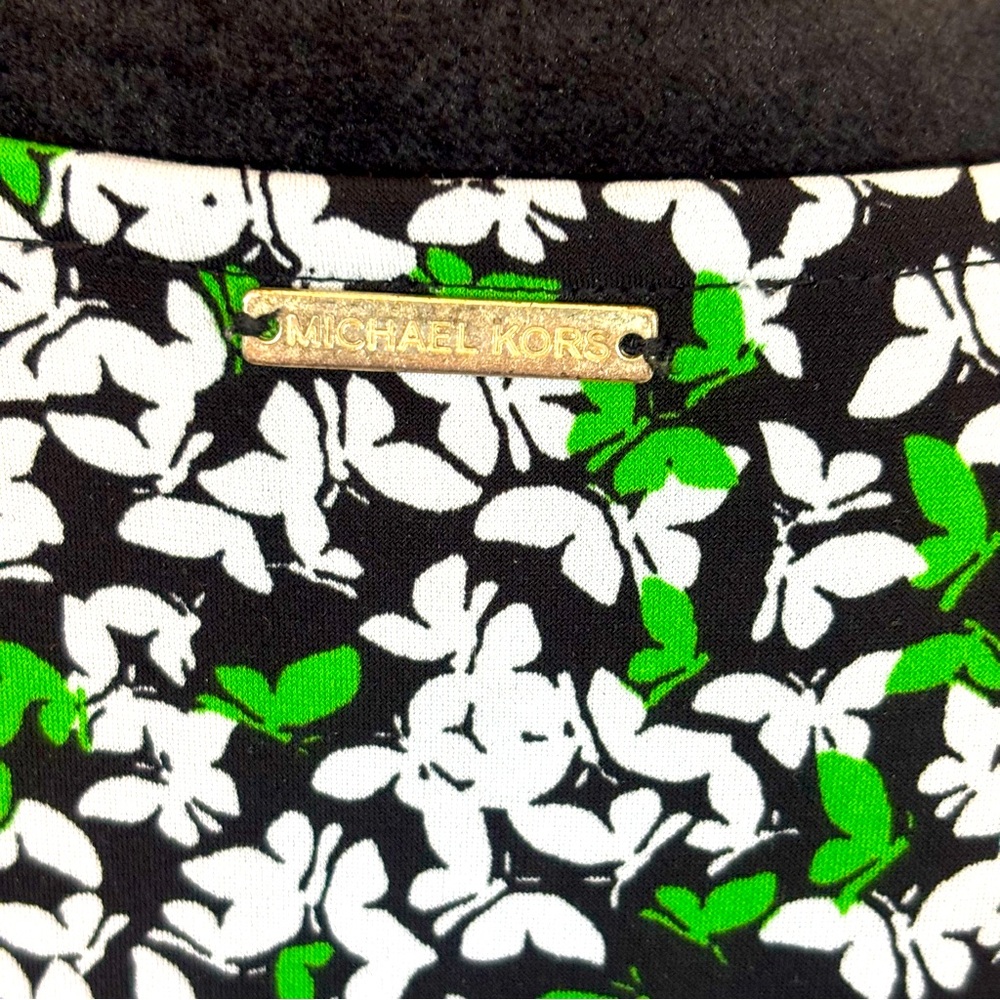 Michael Kors Sleeveless Green Floral Print Maxi Dress Sz XXL V-Neck Grommets - Picture 7 of 9